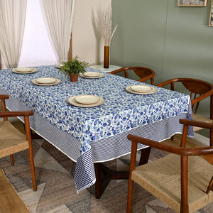 Anjuman Blue Block Printed Table Cover