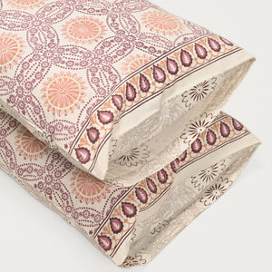 Splendour King Size Block Printed Cotton Bed Sheet Set