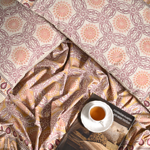 Splendour King Size Block Printed Cotton Bed Sheet Set
