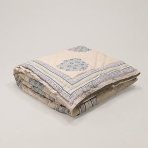 Linen Buta Block Printed Reversible Quilt