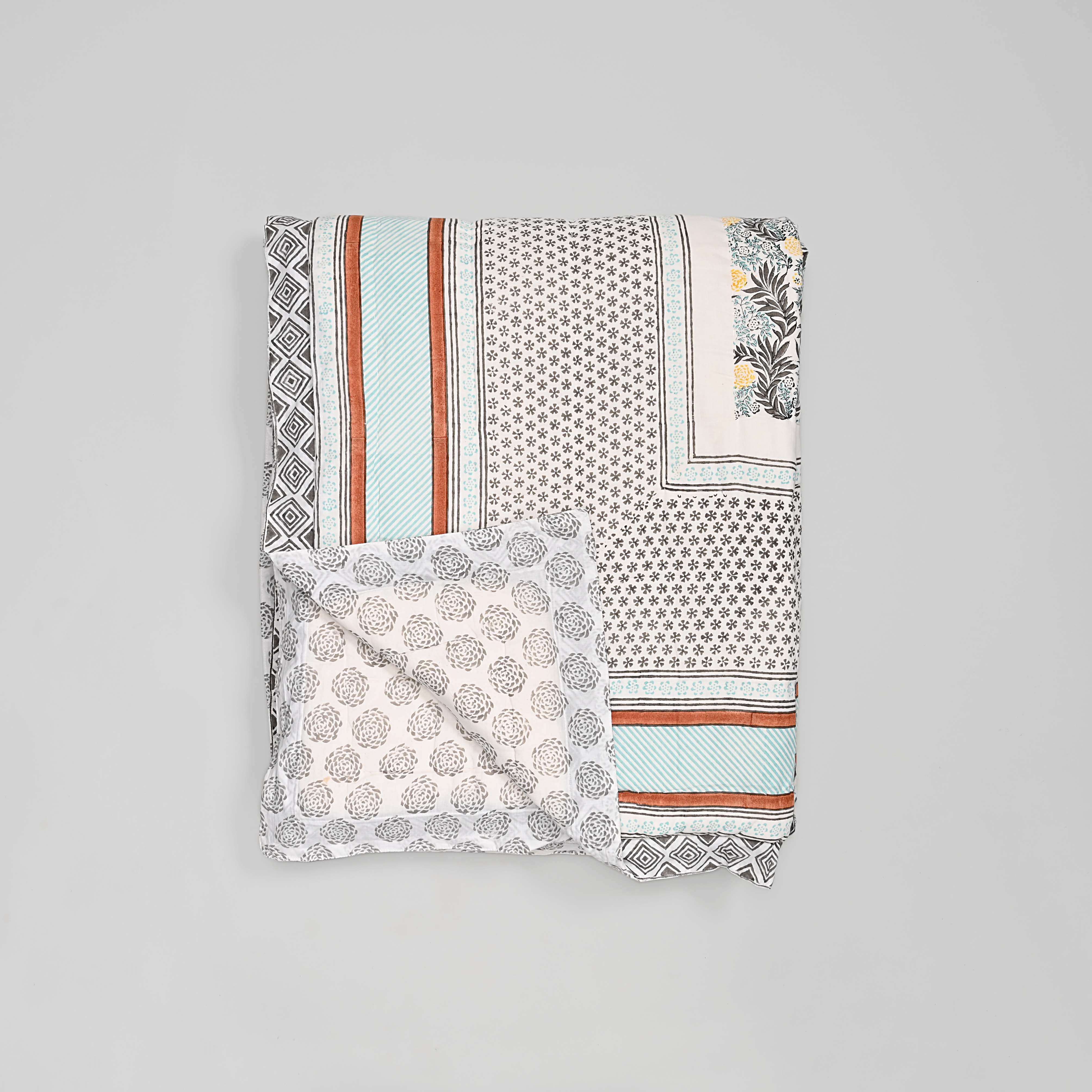 Ketki Hand Block Printed Reversible Quilt
