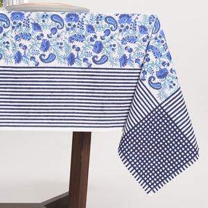 Anjuman Blue Block Printed Table Cover