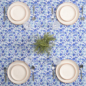 Anjuman Blue Block Printed Table Cover