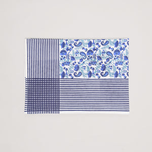 Anjuman Blue Block Printed Table Cover