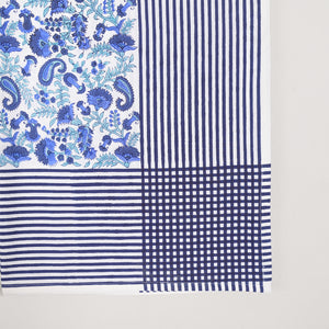 Anjuman Blue Block Printed Table Cover