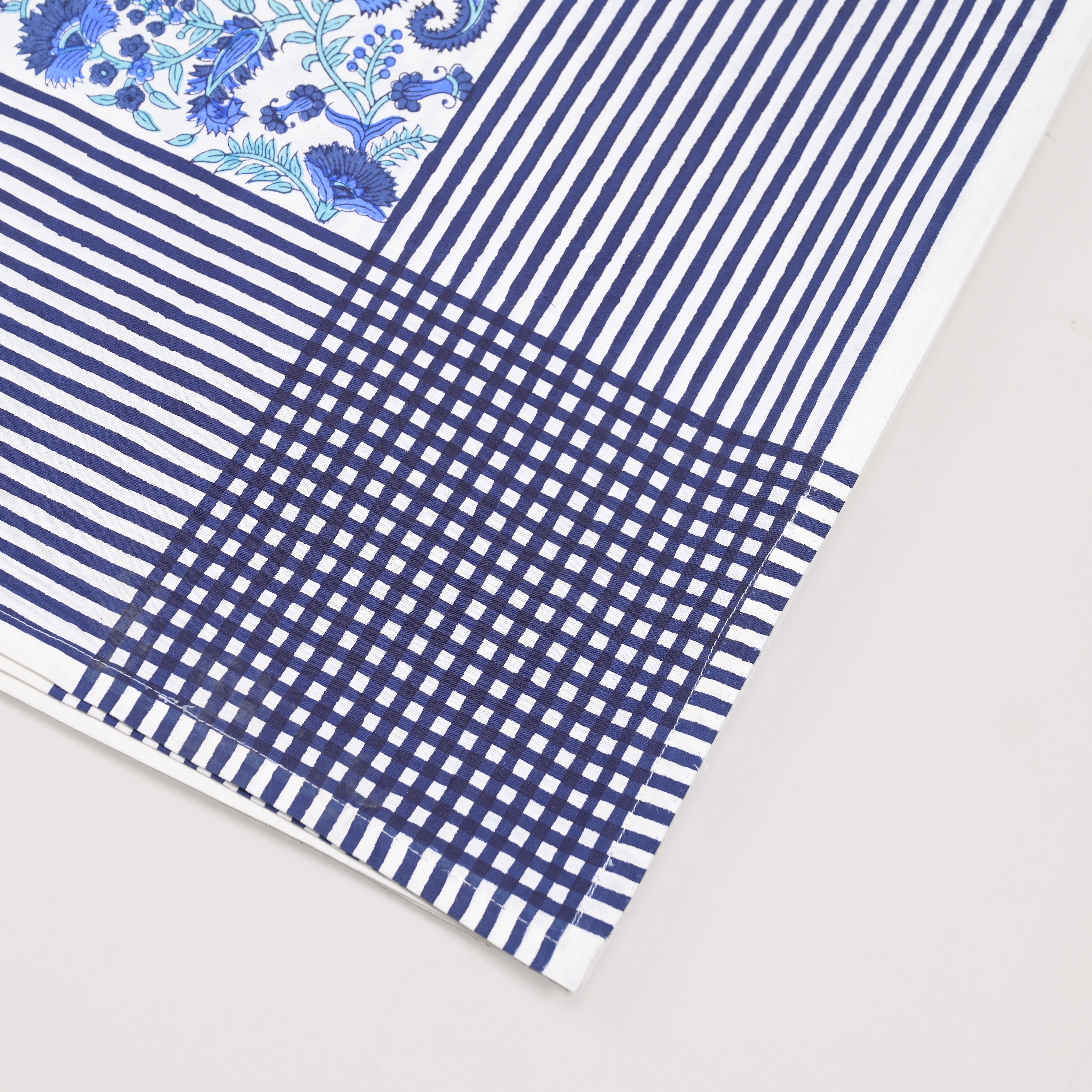 Anjuman Blue Block Printed Table Cover