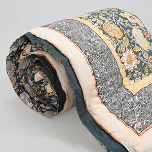 Floral Fantasy Floral Print Cotton Quilt – Handcrafted Jaipuri Bedding