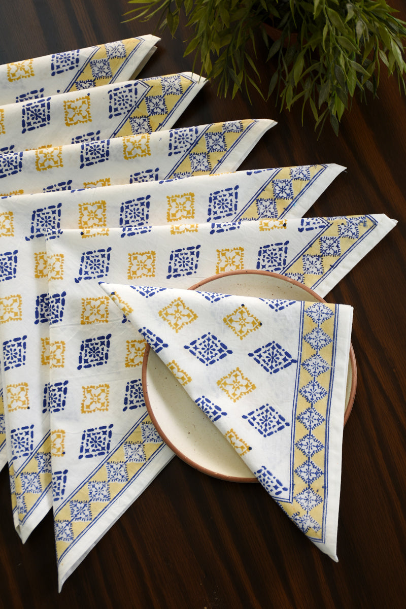 Keri Block Printed Napkin 6 Pc Set