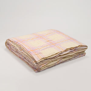 Pink Harmony Checkered Linen Quilt