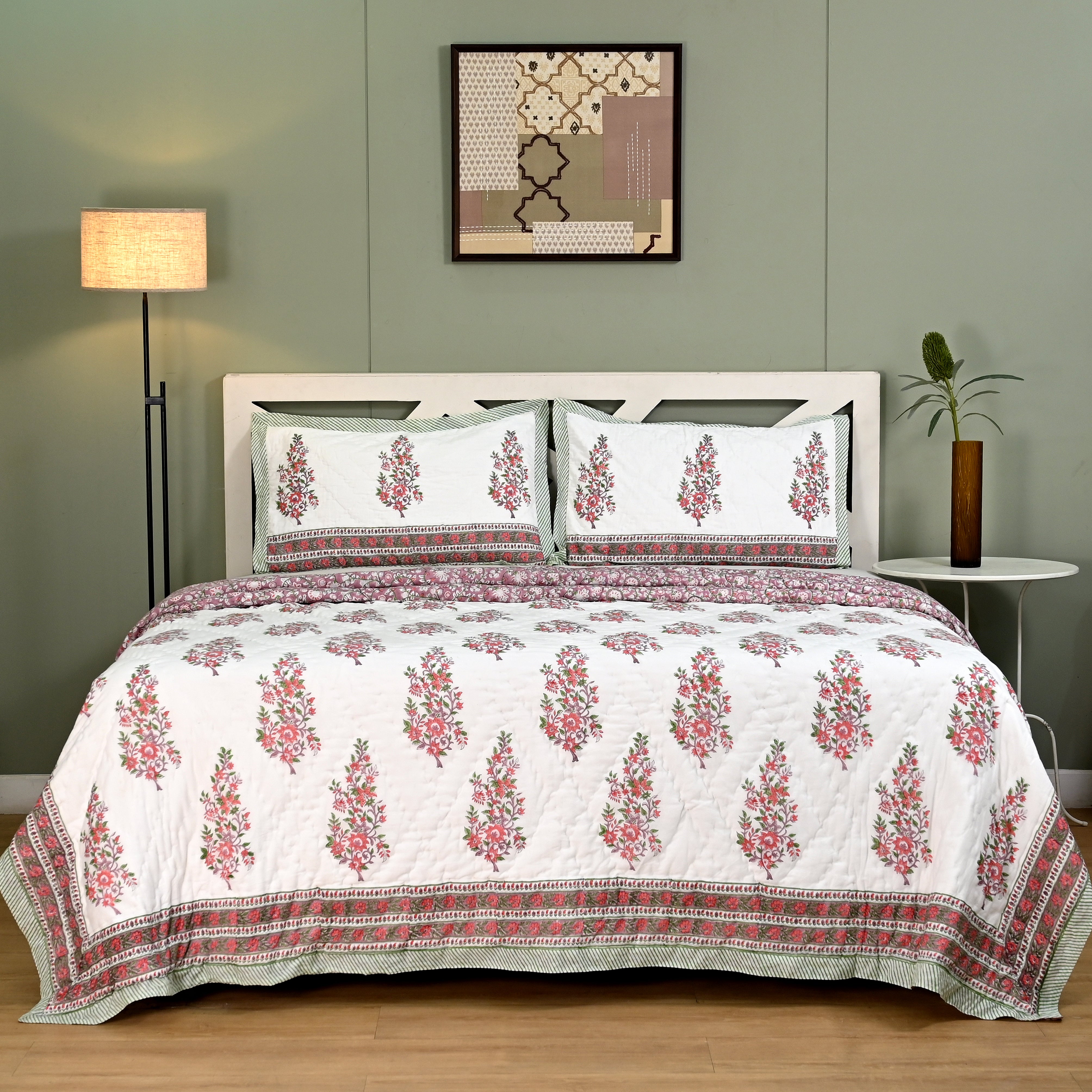 Kamla Premium Hand Made Jaipur Reversible Quilt (2 & 3 Pc set)