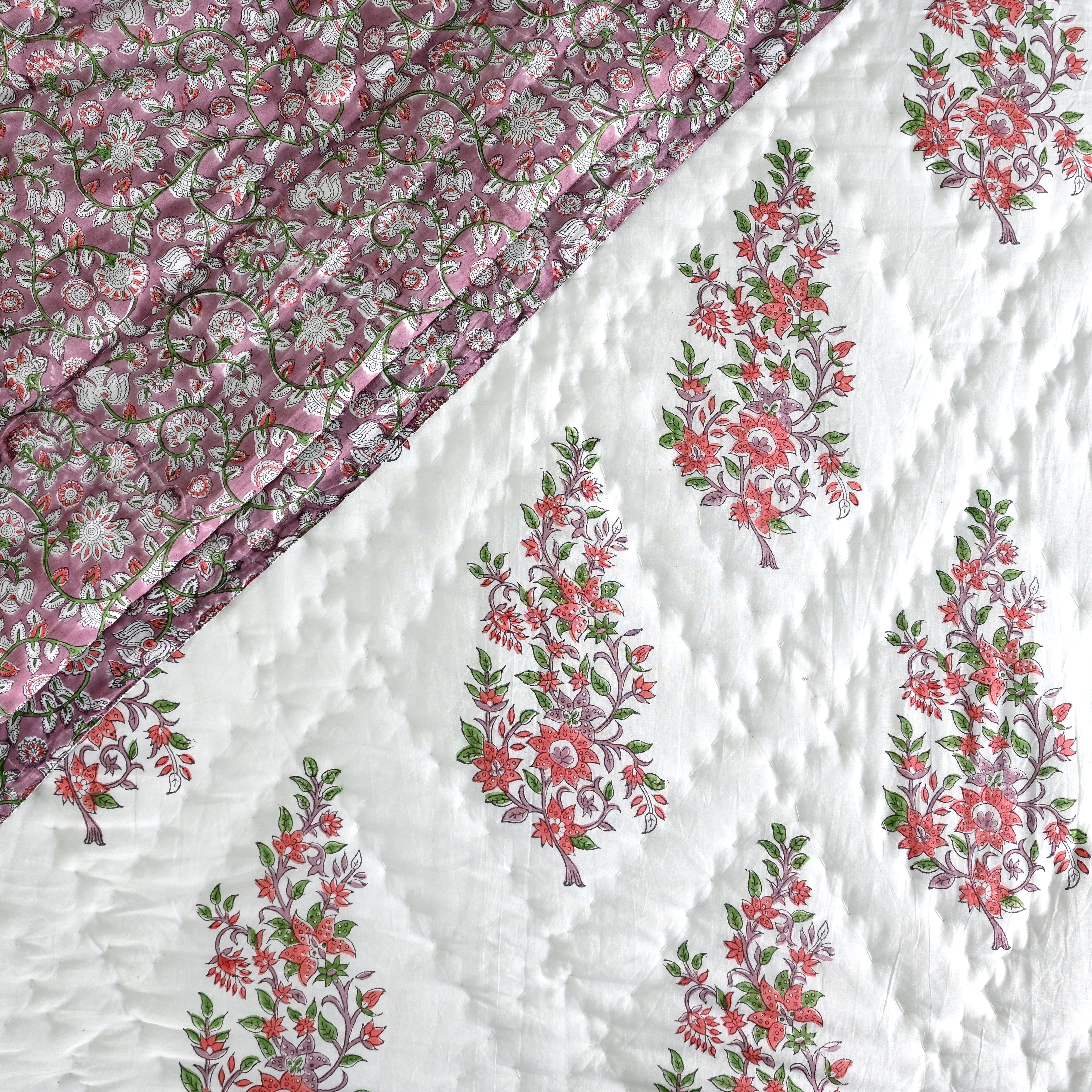 Kamla Premium Hand Made Jaipur Reversible Quilt (2 & 3 Pc set)