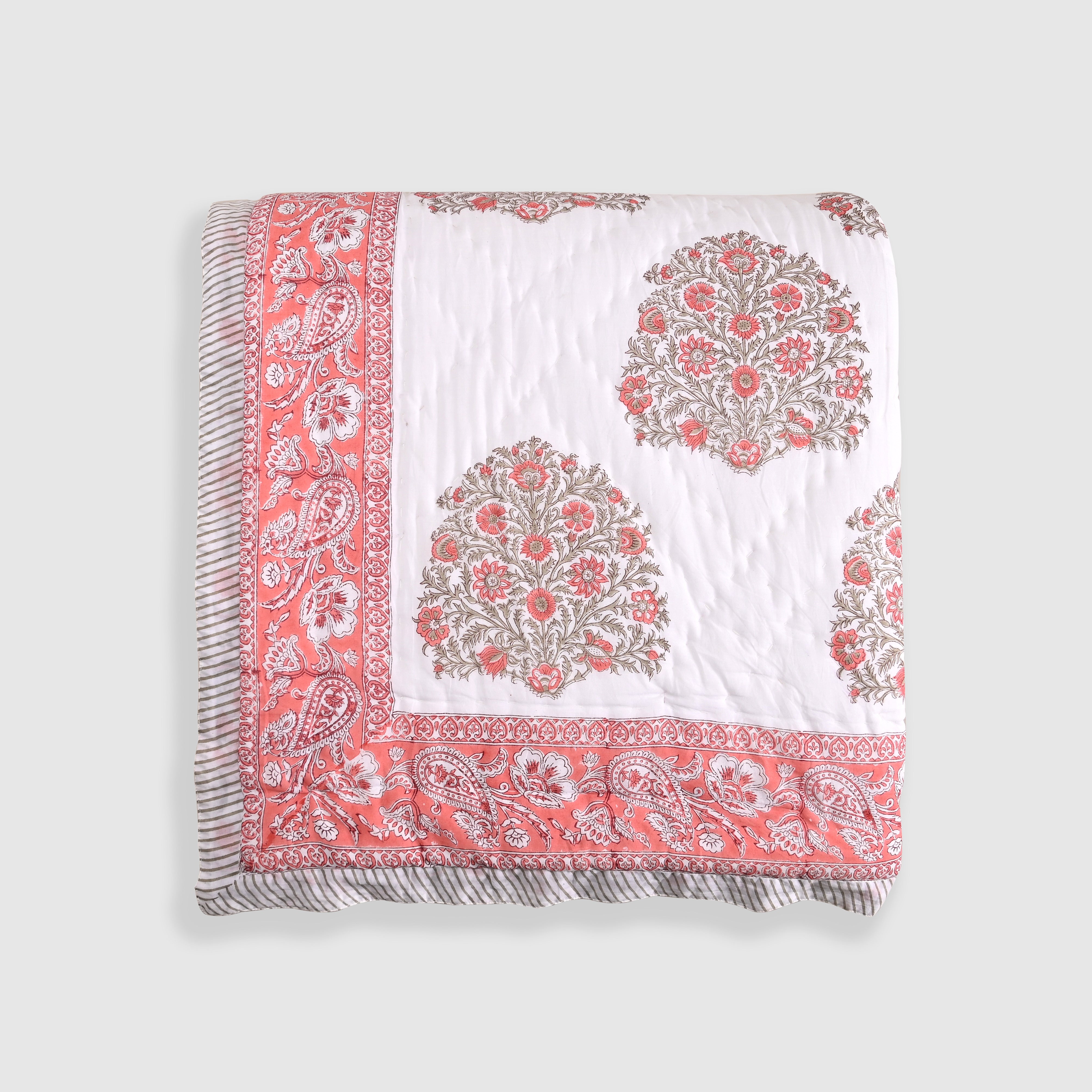 Rajmudra Premium Jaipur Reversible Quilt with pillow (2 & 3 Pc set)