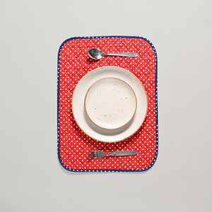 Polka Quilted Placemat 6 Pc Set