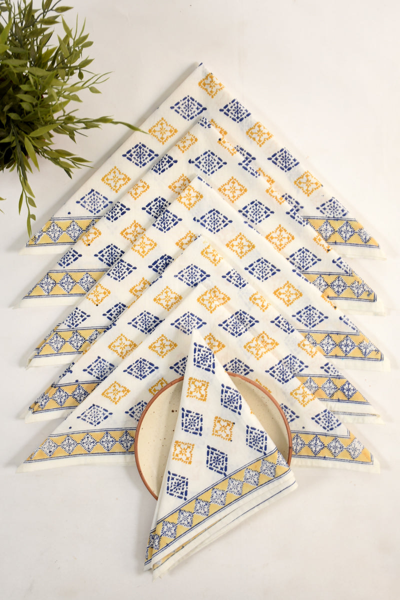 Keri Block Printed Napkin 6 Pc Set