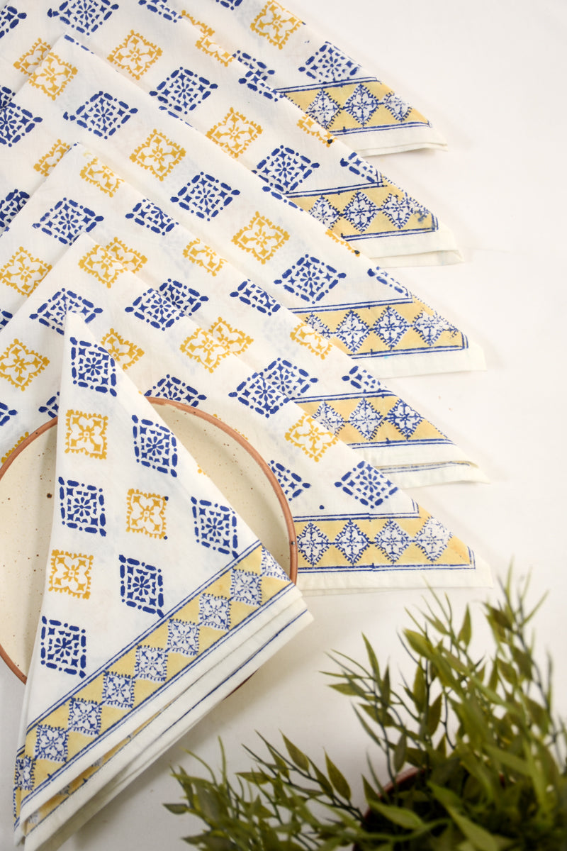 Keri Block Printed Napkin 6 Pc Set