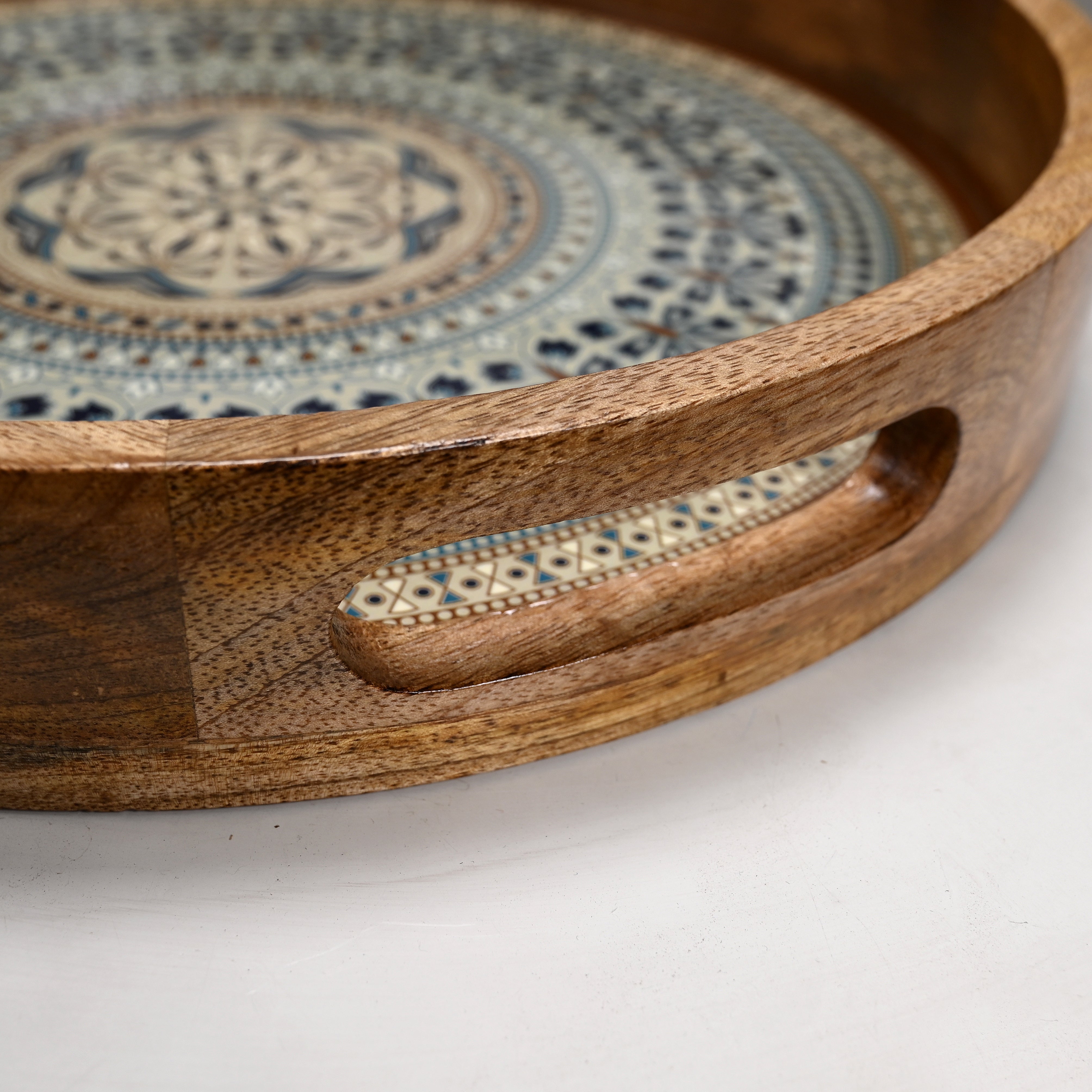 Mandala Round Wooden Tray