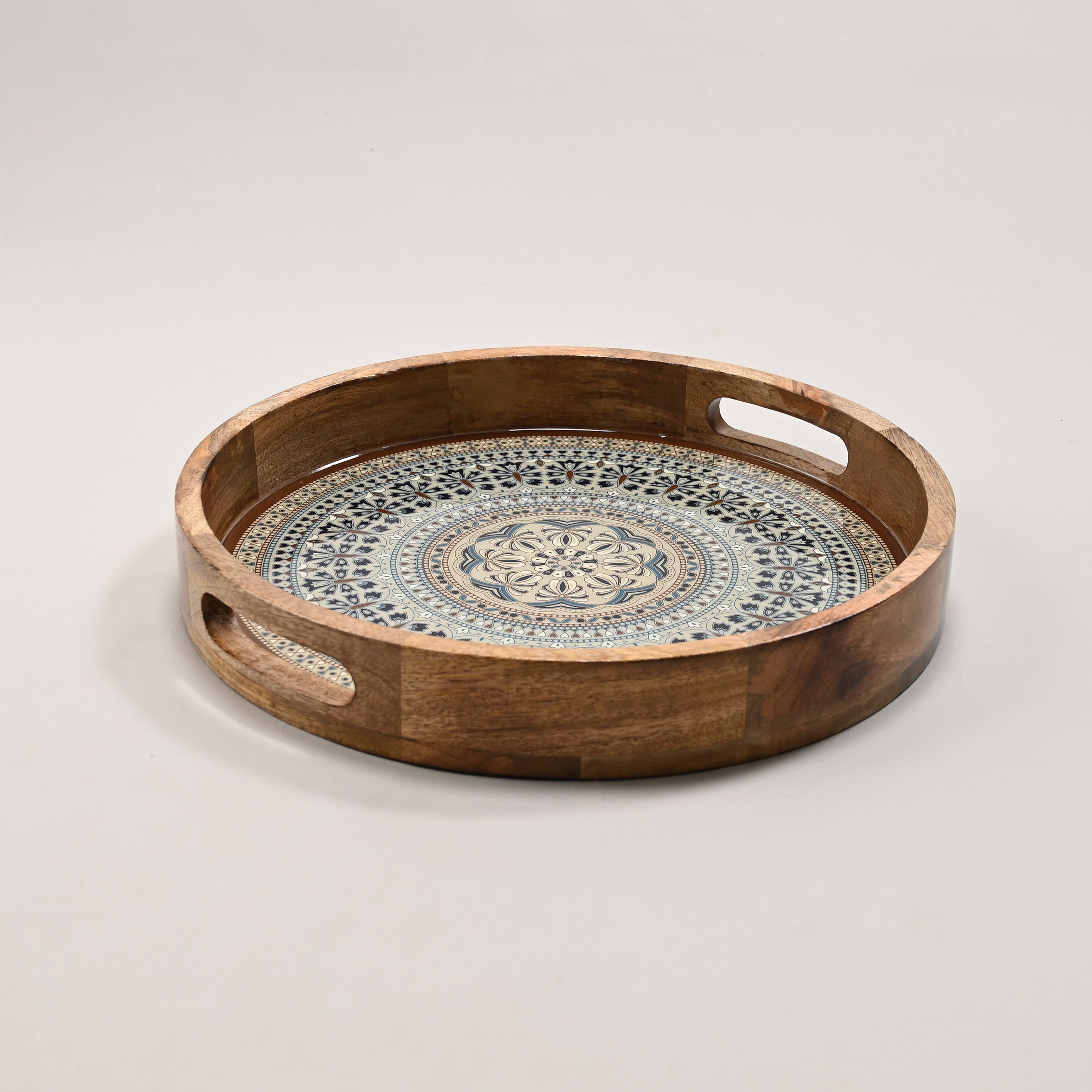 Mandala Round Wooden Tray