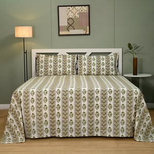 Rajvi Stria King Size Cotton Bed Sheet Set