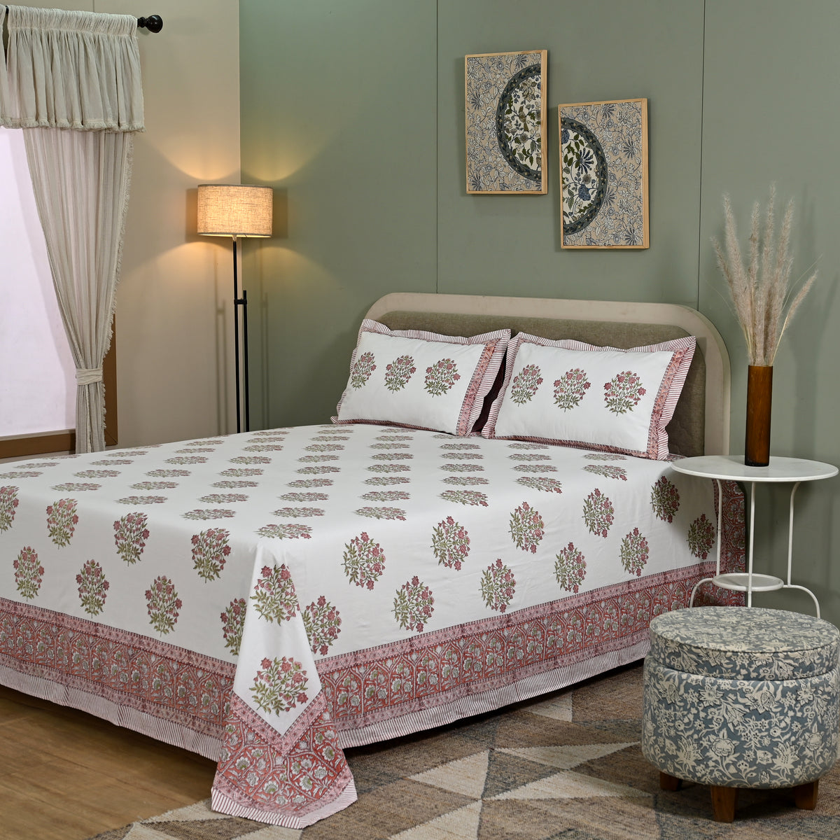 Florence Block Printed Bed Sheet Set