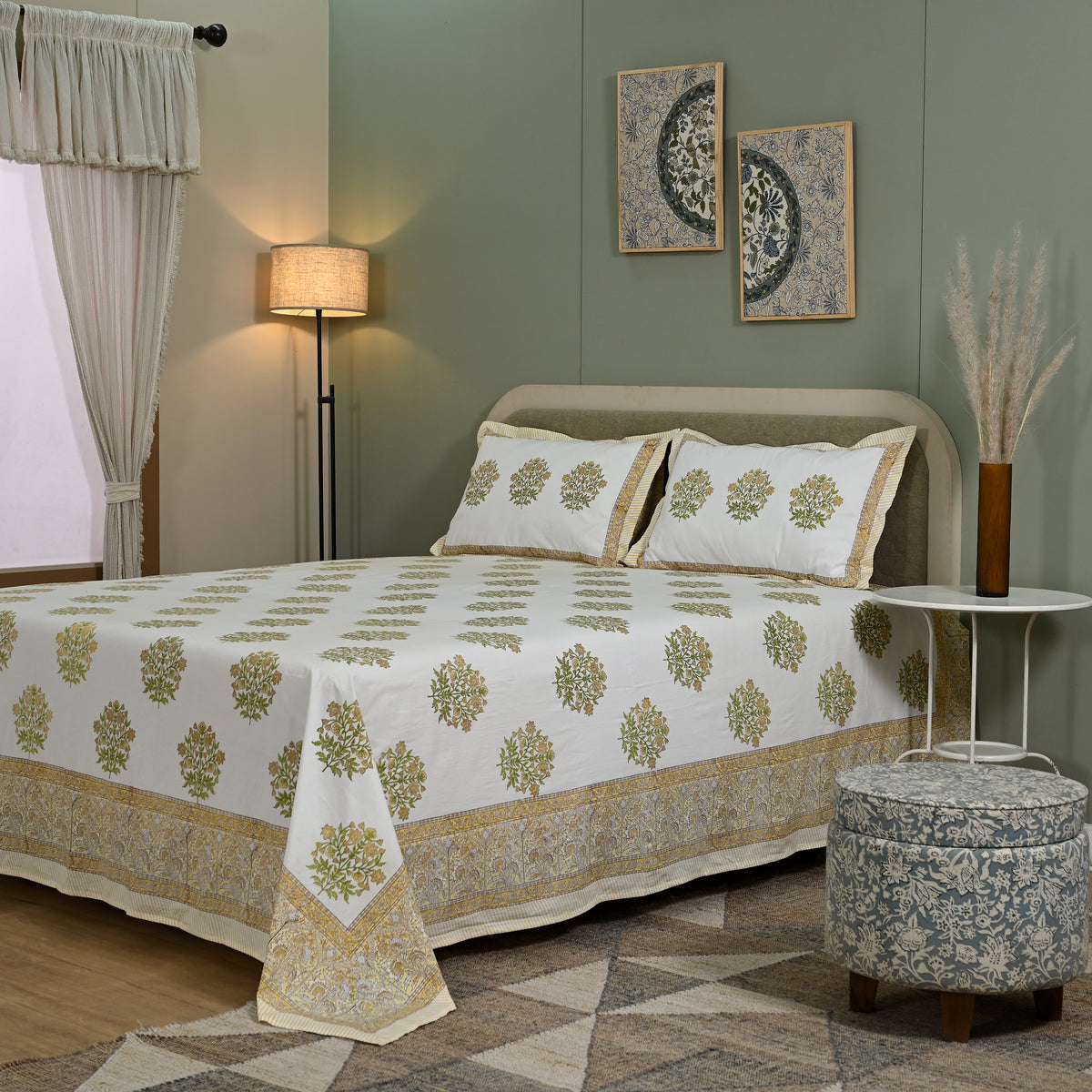 Florence Block Printed Bed Sheet Set