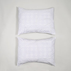 Ivory Mosaic 200 TC Cotton Pillow Covers – Set of 2 | Clearance Sale