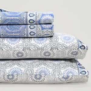 Splendour King Size Block Printed Cotton Bed Sheet Set