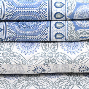 Splendour King Size Block Printed Cotton Bed Sheet Set