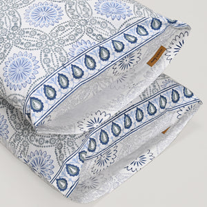 Splendour King Size Block Printed Cotton Bed Sheet Set