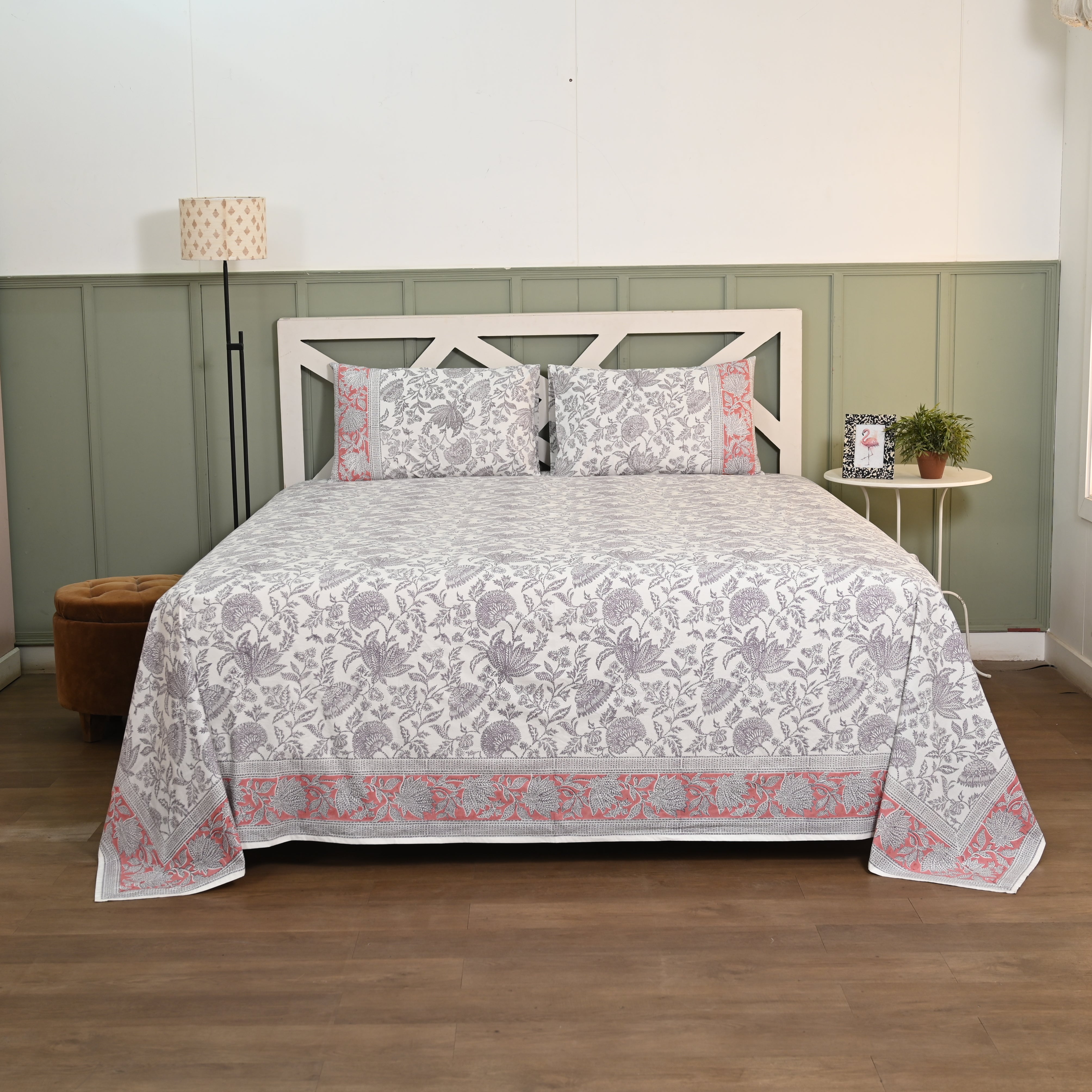 Ajrak Block Printed Bed Sheet set