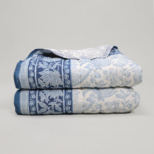 Ajrak Block Printed Reversible Quilt