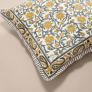 Mughal Classic – Reversible Block Printed Cushion Cover | 16" x 16"