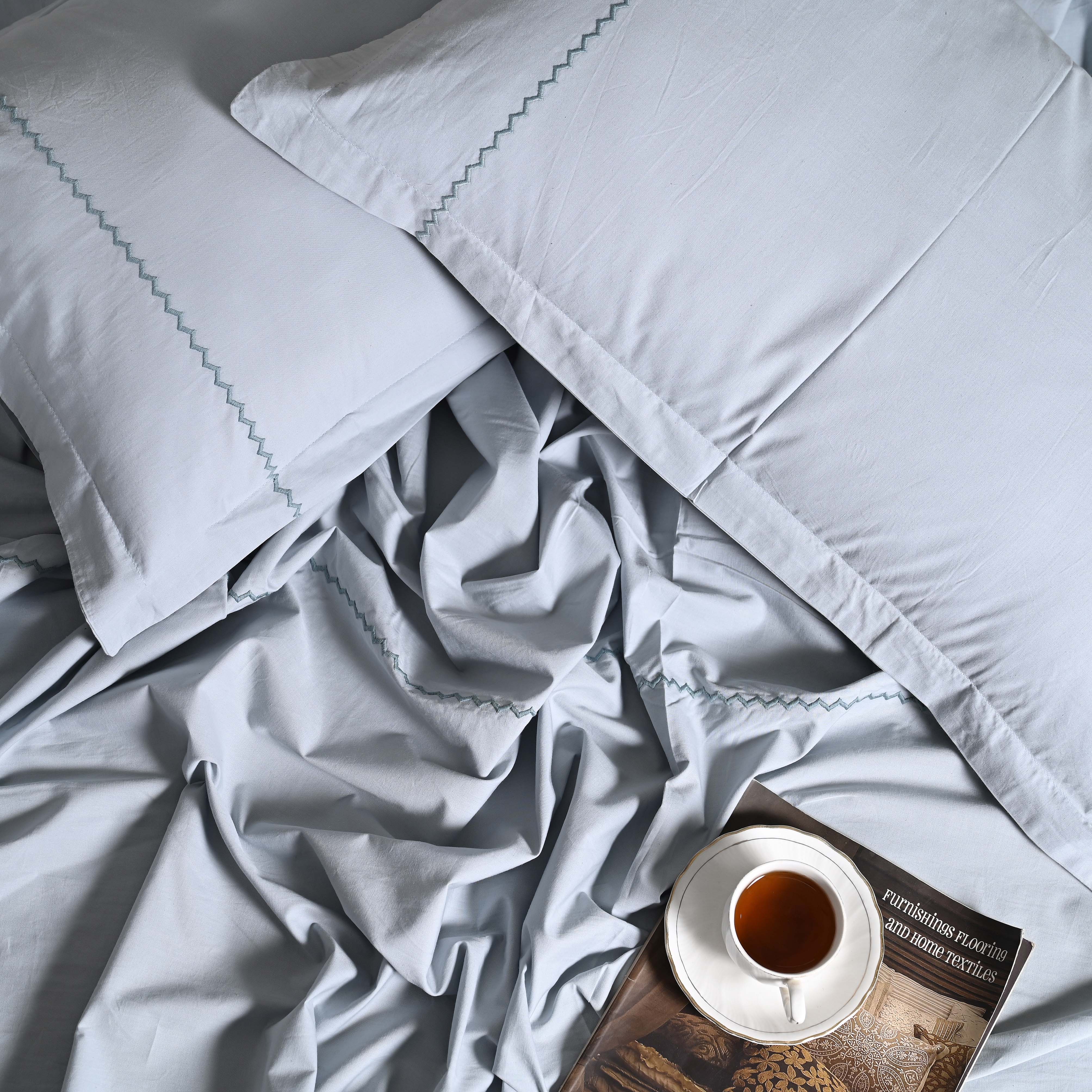 Regal Embroidered 300 TC Luxury Cotton Sheets - Premium Embroidered Bedding Set for Comfort & Style
