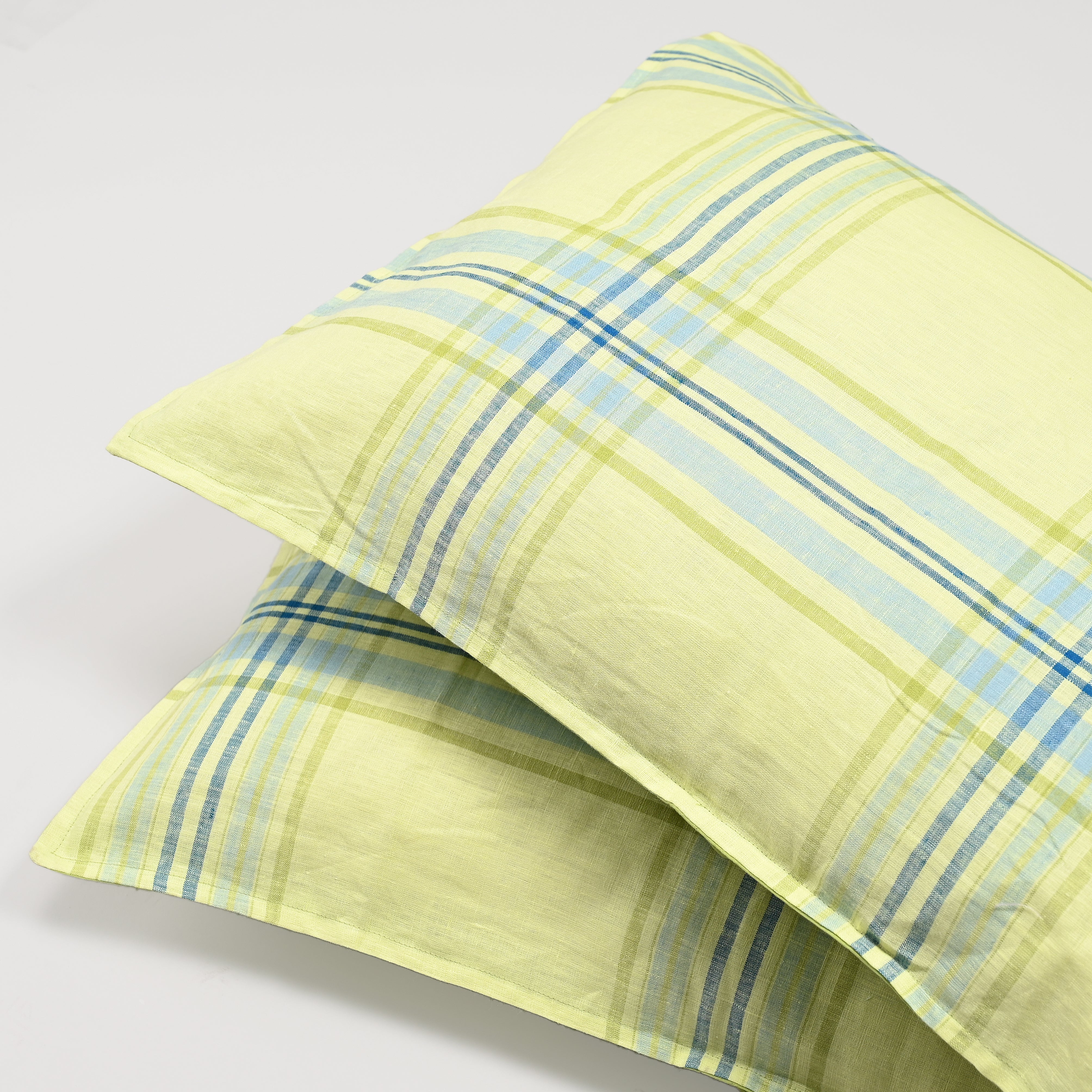 Linen Edge Lime Pillowcase, Set of 2