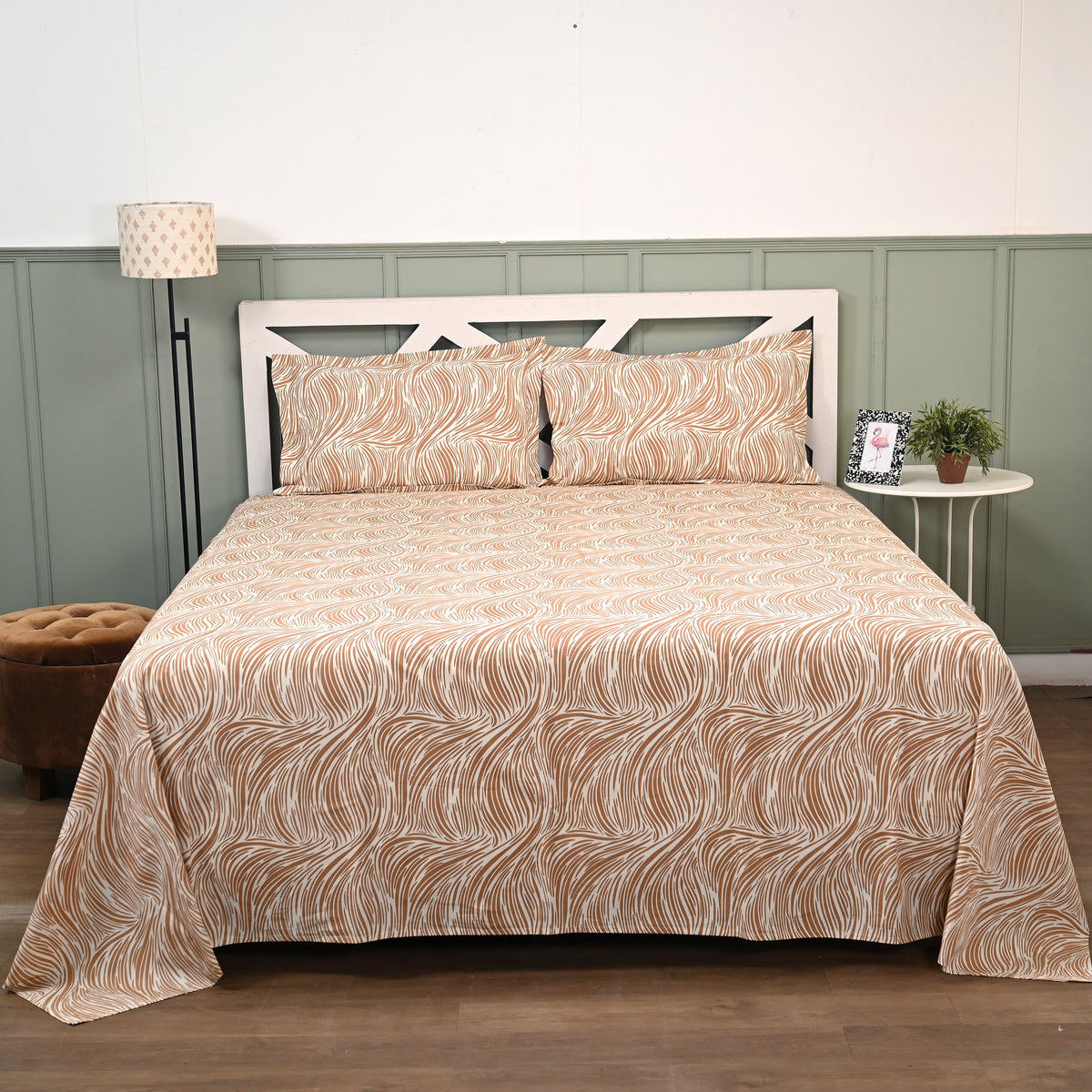 Regal Tidal Harmony 300 TC Luxury Cotton Sheets – Premium Printed Bedding Set