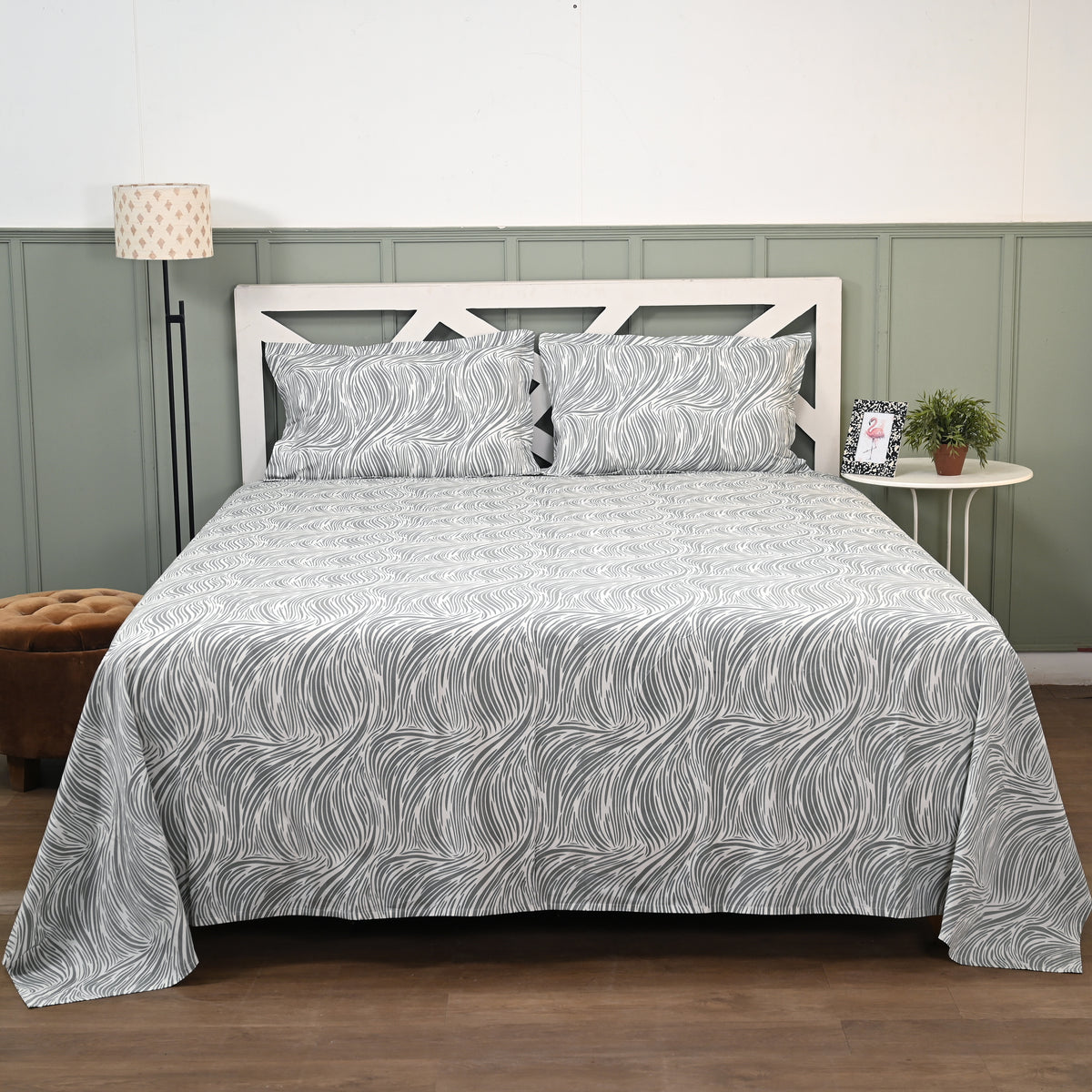 Regal Tidal Harmony 300 TC Luxury Cotton Sheets – Premium Printed Bedding Set