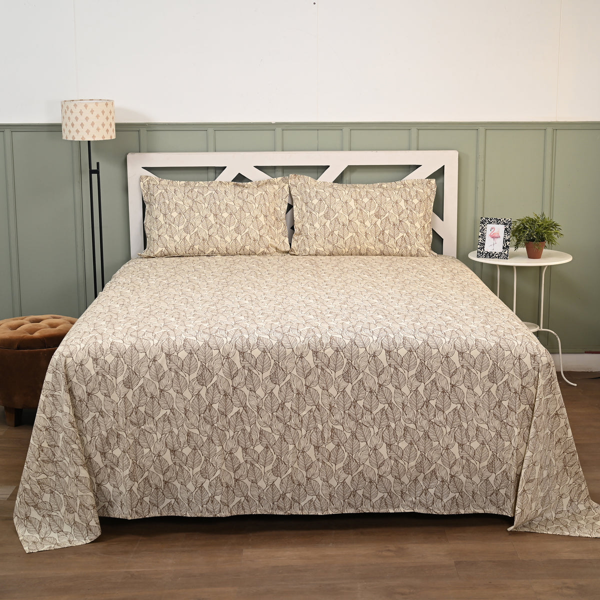 Regal Urban Leaf 300 TC Luxury Cotton Sheets – Premium Printed Bedding Set