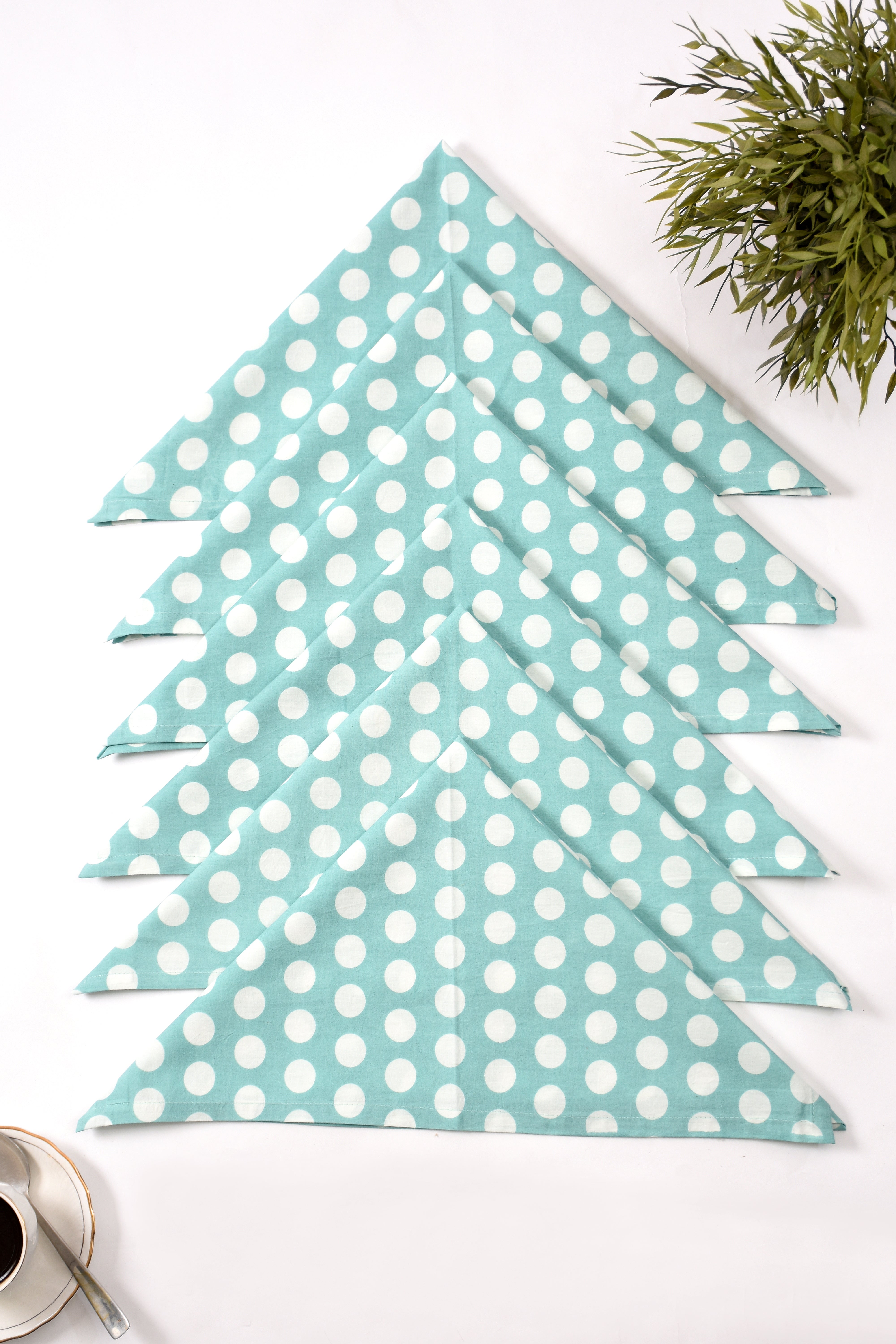 Polka Dott Napkin 6 Pc Set (Aqua)