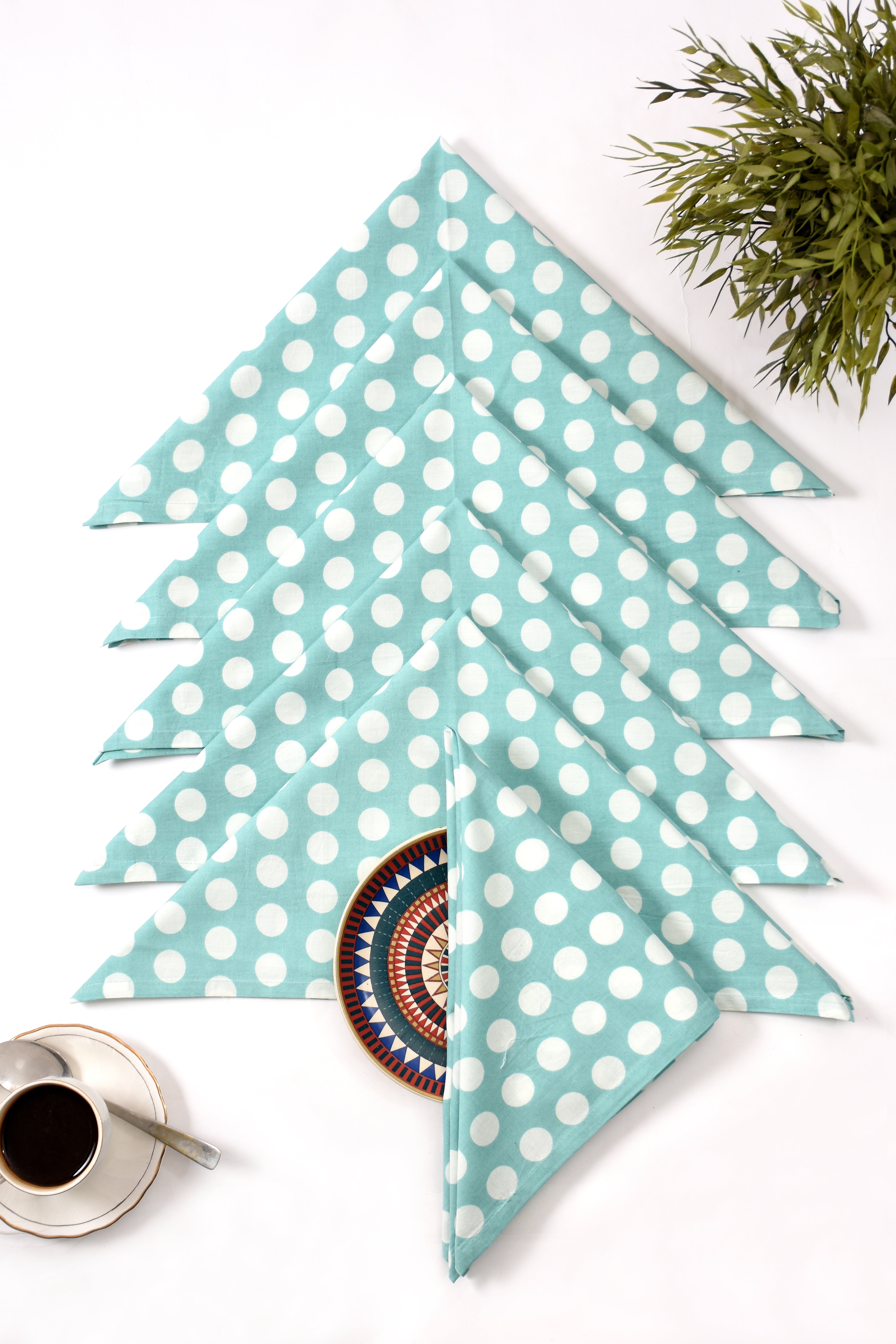 Polka Dott Napkin 6 Pc Set (Aqua)