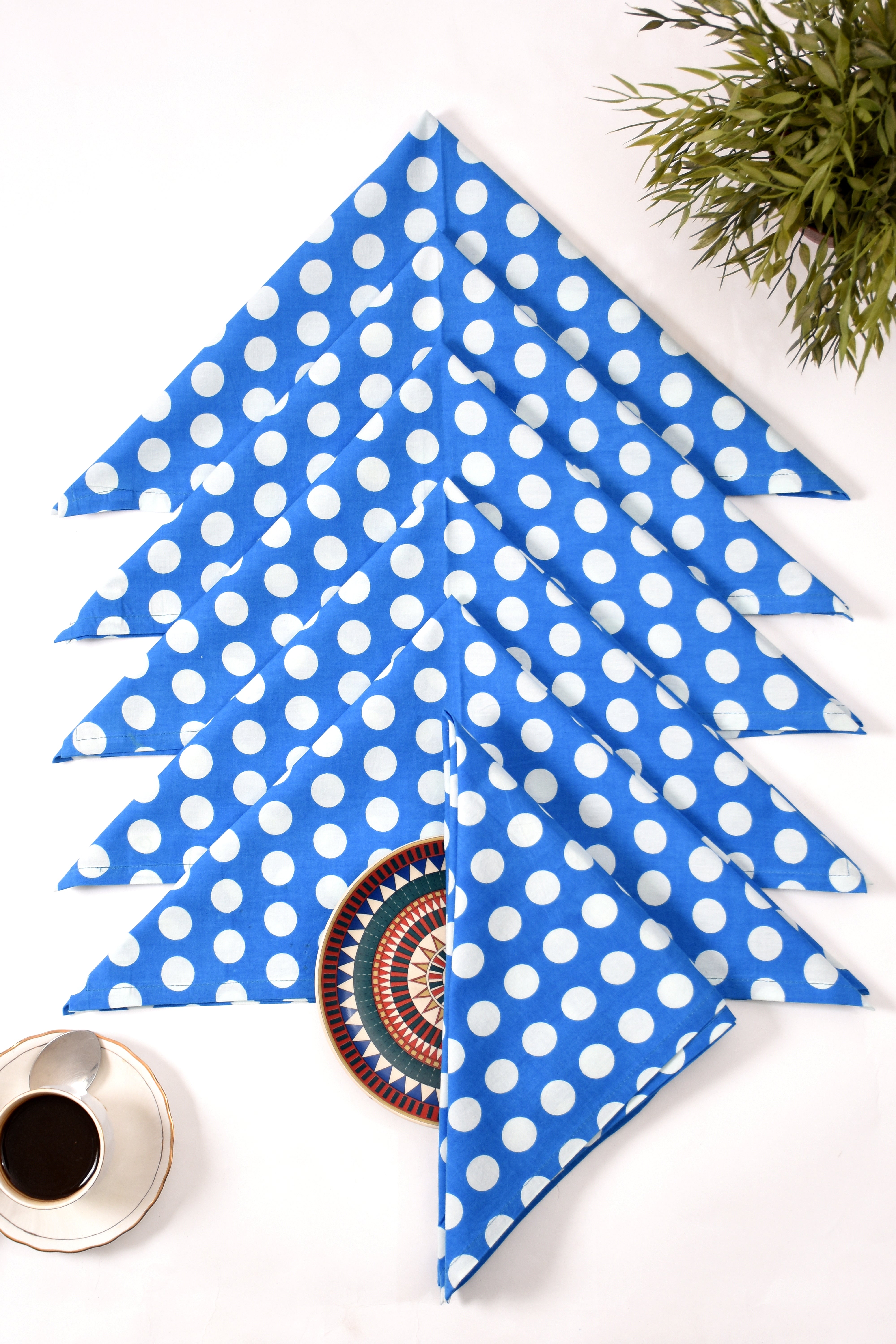 Polka Dott Napkin 6 Pc Set (Blue)