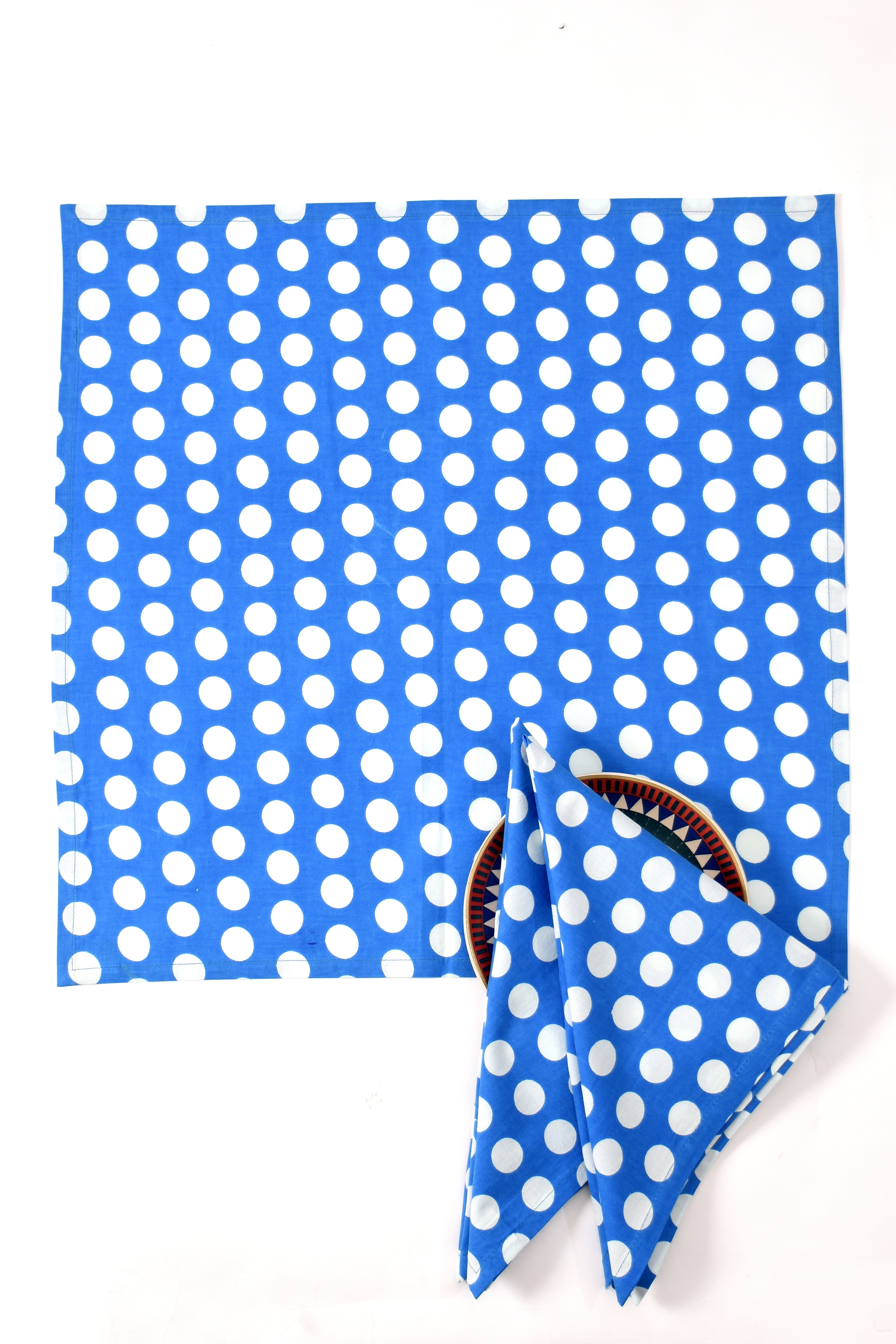 Polka Dott Napkin 6 Pc Set (Blue)
