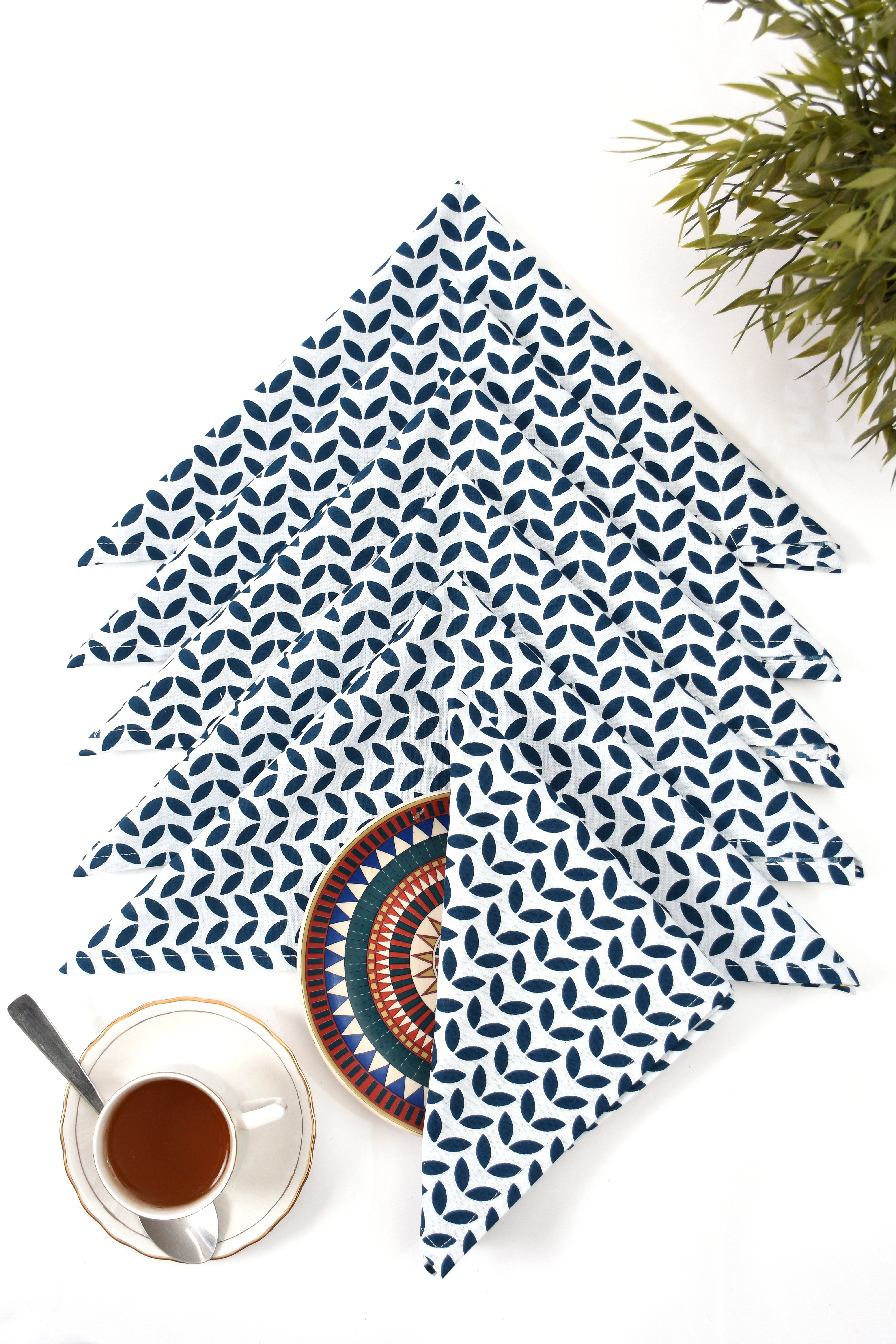 Geometric Leaves Napkin 6 Pc Set
