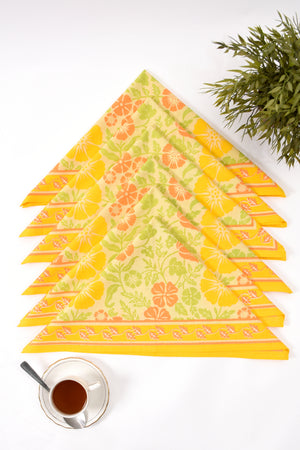 Linen Flower Napkin 6 Pc Set
