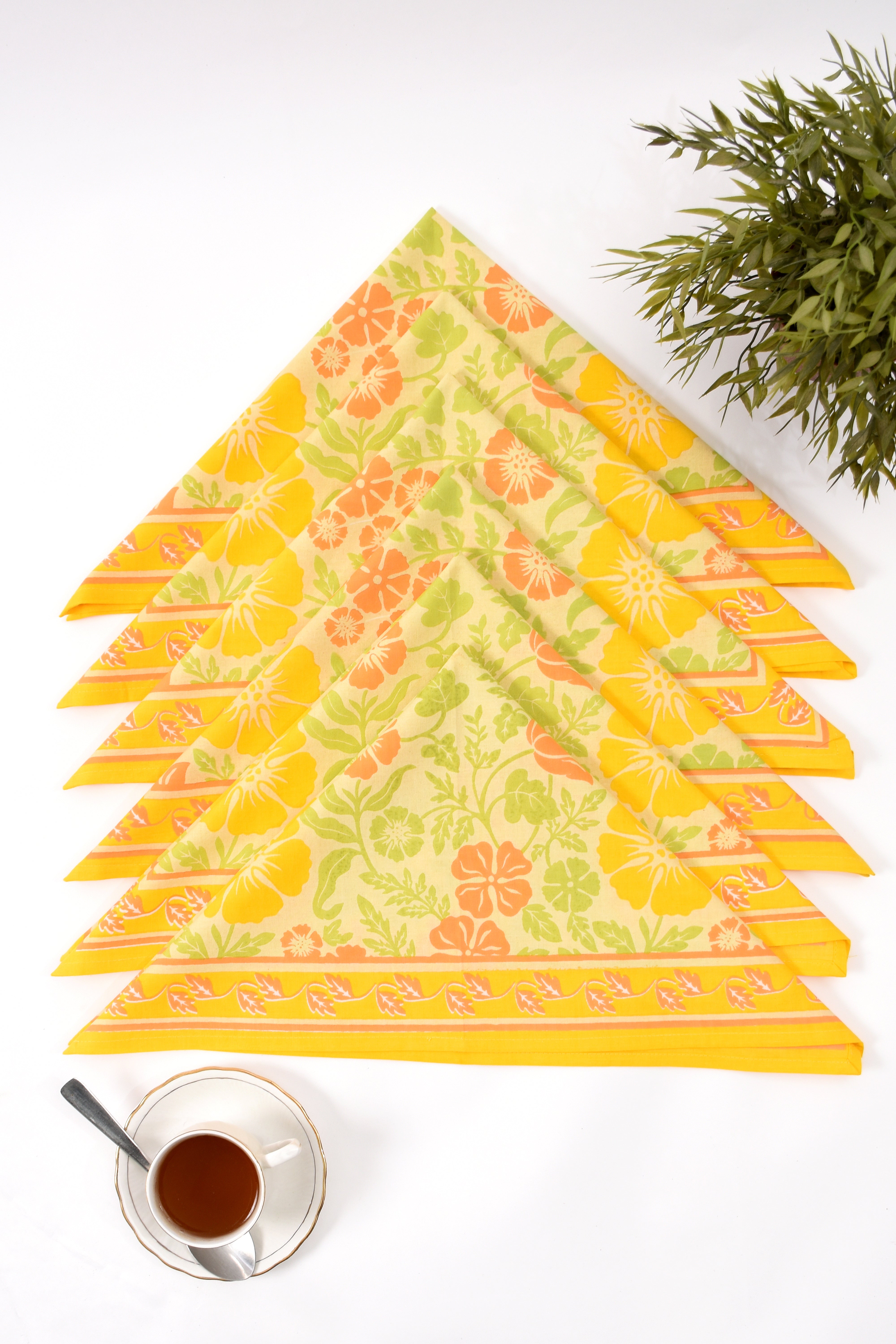 Linen Flower Napkin 6 Pc Set