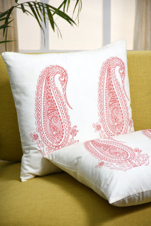 Paisley Hand Block Printed Cushion Cover – Pure Cotton, Pack of 2