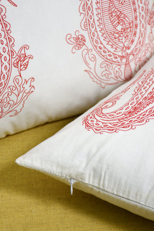 Paisley Hand Block Printed Cushion Cover – Pure Cotton, Pack of 2